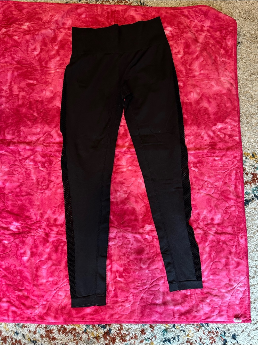 Black High-Waist Leggings with Side Mesh Panels